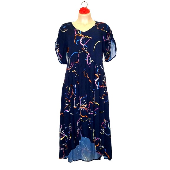 Avenue Dresses & Skirts - Navy Abstract Print High-Low Maxi Dress